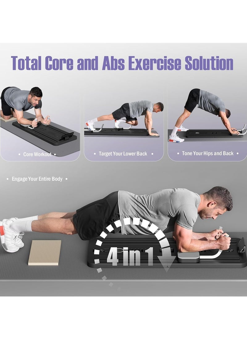 Pilates Power Gym - Reformer Board, Foldable 5-In-1 Sliding Pilates Equipment With Timer, Resistance Bands & Kneeling Pads For Home Workouts - Image 1