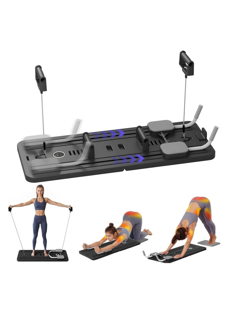 Pilates Power Gym - Reformer Board, Foldable 5-In-1 Sliding Pilates Equipment With Timer, Resistance Bands & Kneeling Pads For Home Workouts - Image 1