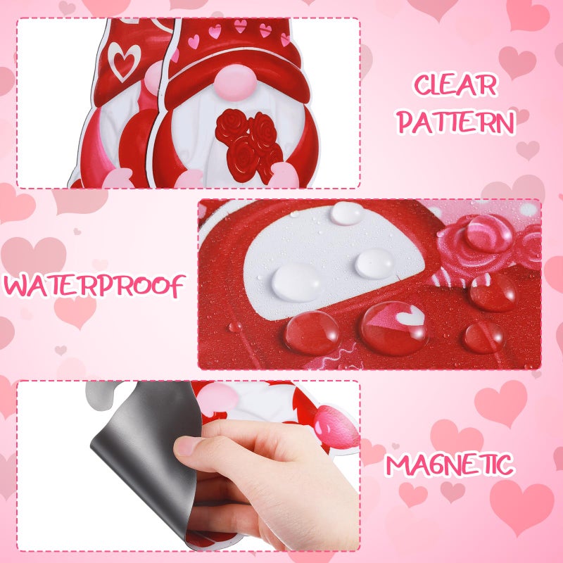 Copkim 9 Pieces Valentines Day Magnets Gnomes Heart Magnetic Stickers XOXO Love Fridge Magnet Decals for Valentine's Holiday Refrigerator Metal Door Garage Car Decorations - Image 3