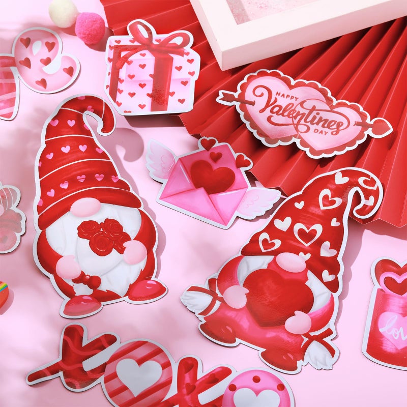 Copkim 9 Pieces Valentines Day Magnets Gnomes Heart Magnetic Stickers XOXO Love Fridge Magnet Decals for Valentine's Holiday Refrigerator Metal Door Garage Car Decorations - Image 5