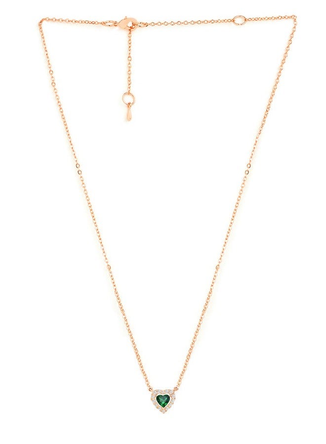MINUTIAE Women & Girls Rose Gold-Toned Crystals Studded Heart Shaped Pendant Necklace_MNT0477GR_RG - Image 3