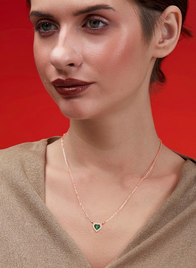 MINUTIAE Women & Girls Rose Gold-Toned Crystals Studded Heart Shaped Pendant Necklace_MNT0477GR_RG - Image 4