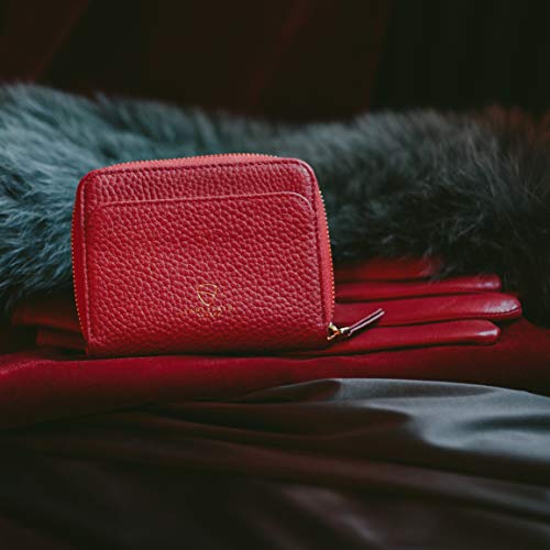 Vaultskin Small Wallet for Women, Leather Card Holder with RFID Blocking with Zipper Coin Pocket, Cash Pocket - Minimalist Wallet Women Slim Design for Everyday Use (Red, Belgravia) - Image 4