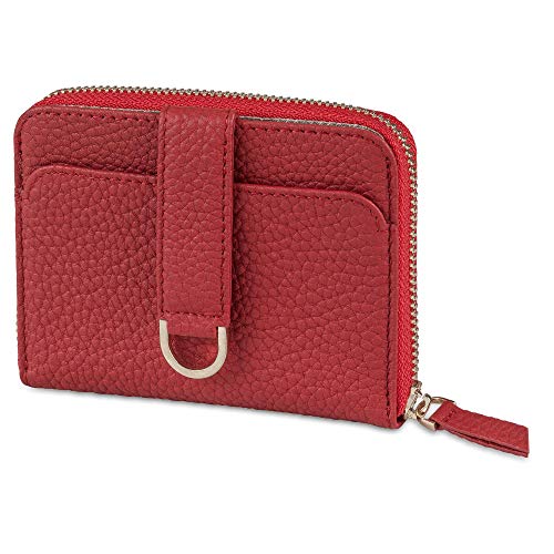 Vaultskin Small Wallet for Women, Leather Card Holder with RFID Blocking with Zipper Coin Pocket, Cash Pocket - Minimalist Wallet Women Slim Design for Everyday Use (Red, Belgravia) - Image 1