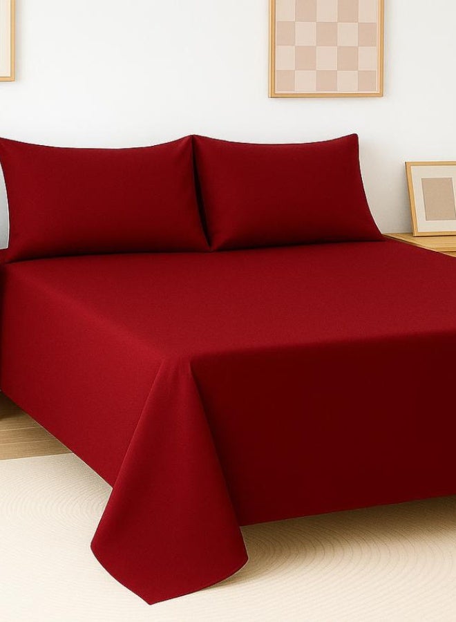 Snooze Microfiber Plain Bed Sheet Set 3 pcs (Maroon, 220 * 240 cm) - Image 3