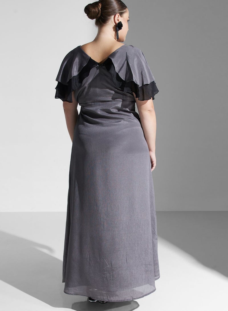 Ella Limited Curve Ruffled Satin Gown Dress  - Image 2