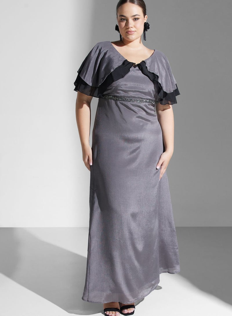 Ella Limited Curve Ruffled Satin Gown Dress  - Image 4