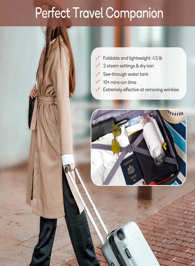 Newbealer Steamer for Clothes, 1200W Travel Steamer with Horizontal & Vertical Steaming, 2 Steam Levels, Dry Ironing, Foldable, 1.5lbs Lightly, 180ml Handheld Fabric Wrinkle Remover (120V Only) - Image 5