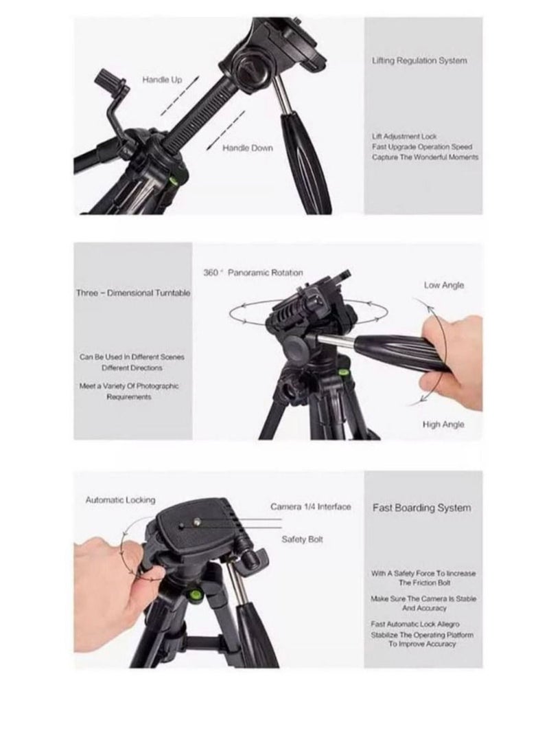 GENNEXT - Camera Tripod with Travel Bag Cell Phone Tripod with Wireless Remote and Phone Holder Compatible with All Cameras Cell Phones Projector Webcam Spotting Scopes - Image 1