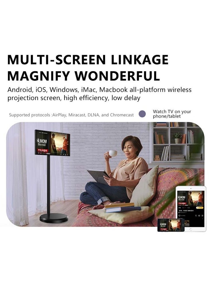 تاك تيك  - شاشة متنقلة اندرويد لمس ذكية مع ستاند مدمج 21.5 بوصة - أبيض Taktik Floor Standing Smart Screen - Image 1