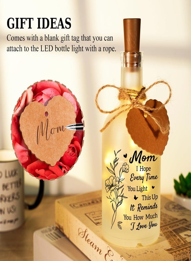 Buioata Mothers Day Jar Gifts for Mom, Mom Birthday Gifts from Daughter Son, Unique Moms Gift for Birthday Valentines Mothers Day Ideas, Best Mommy Ever LED Light Bottle Gift with Floral Design - Image 2