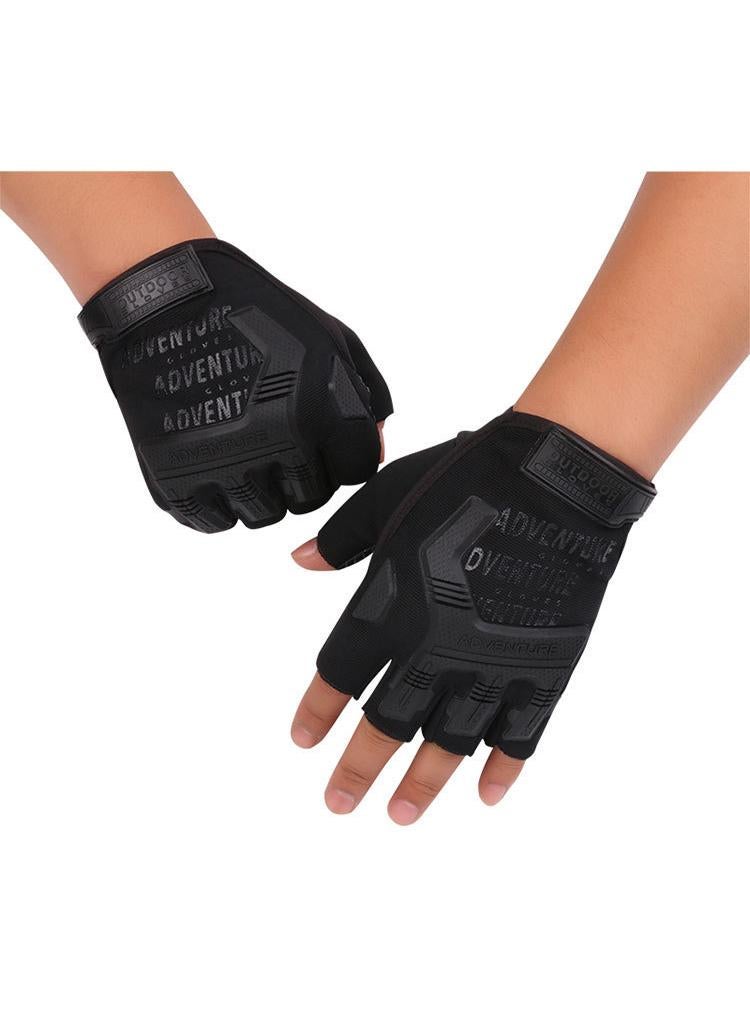 Breathable non-slip thin outdoor sports gloves black - Image 1
