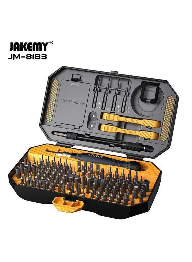 جيكماي طقم أدوات إصلاح مفك براغي مغناطيسي دقيق JAKEMY JM‑8183 145 في 1، رؤوس من فولاذ CR‑V و S2، مقبض ثلاثي الأبعاد مضاد للانزلاق، ملحقات كاملة لفتح الهواتف، الحواسيب المحمولة، الطائرات بدون طيار، أجهزة الألعاب والإلكترونيات الصغيرة - Image 2
