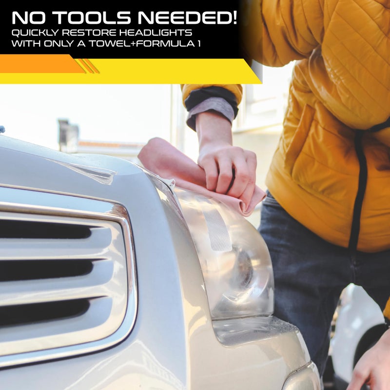 Formula 1 Headlight Restorer & Sealant â€“ One Step Polish to Clean & Renew Yellowed Headlights, Windscreens, or Exterior Plastics (8 oz.) - Image 3