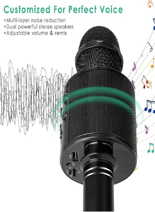 Generic - Handheld Wireless Singing Mike Multi-Function Bluetooth Karaoke Mic with Microphone Speaker for All Smart Phones (Black) - Image 1