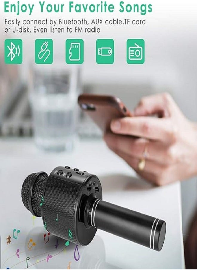 Generic - Handheld Wireless Singing Mike Multi-Function Bluetooth Karaoke Mic with Microphone Speaker for All Smart Phones (Black) - Image 1