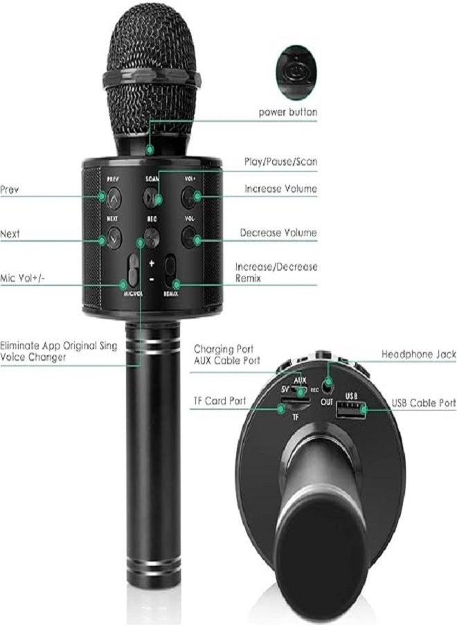 Generic - Handheld Wireless Singing Mike Multi-Function Bluetooth Karaoke Mic with Microphone Speaker for All Smart Phones (Black) - Image 1