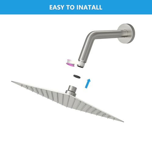 Lordear Rain Shower Head 6 Inch Solid Ultra Thin 304 Stainless Steel Adjustable Square Rainfall Shower Head Waterfall Full Body Coverage with Silicone Nozzle 6” Waterfall Showerhead,Brushed Nickel - Image 5