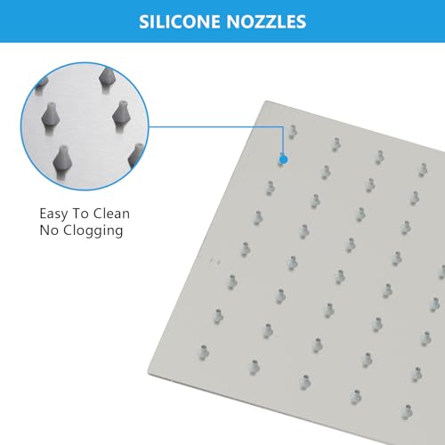 Lordear Rain Shower Head 6 Inch Solid Ultra Thin 304 Stainless Steel Adjustable Square Rainfall Shower Head Waterfall Full Body Coverage with Silicone Nozzle 6” Waterfall Showerhead,Brushed Nickel - Image 4