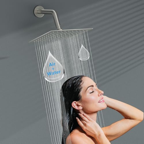 Lordear Rain Shower Head 6 Inch Solid Ultra Thin 304 Stainless Steel Adjustable Square Rainfall Shower Head Waterfall Full Body Coverage with Silicone Nozzle 6” Waterfall Showerhead,Brushed Nickel - Image 2