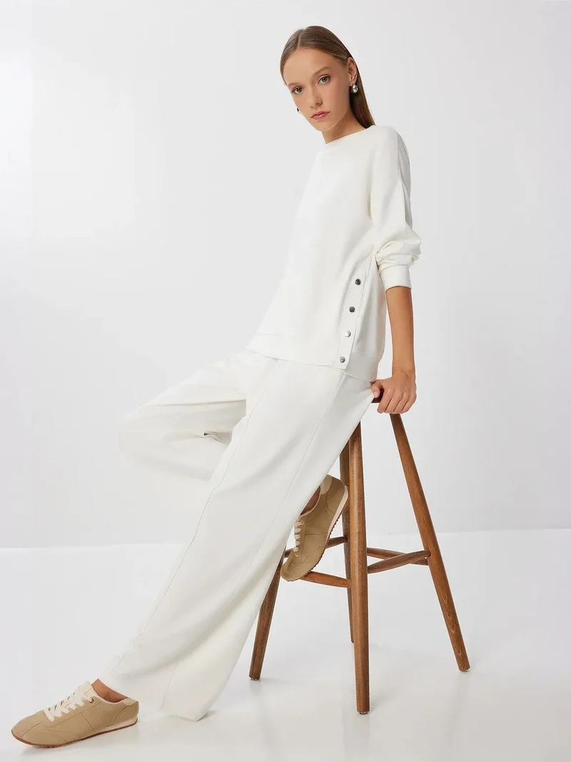 إسطنبول الساحرة ISTANBUL Long Wide Leg Two-Piece Set with Crew Neck