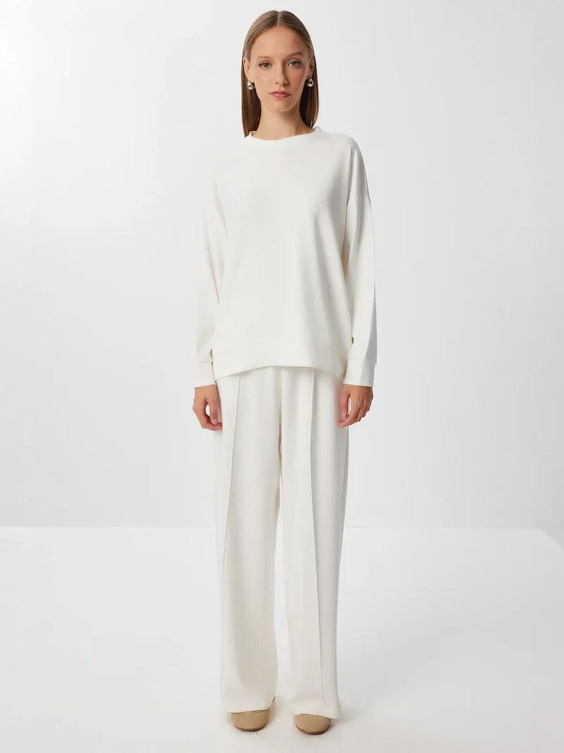 إسطنبول الساحرة ISTANBUL Long Wide Leg Two-Piece Set with Crew Neck