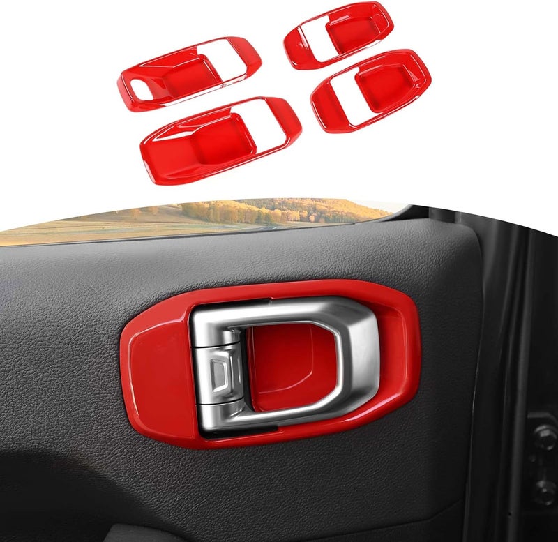 RT-TCZ for Wrangler JL Inner Door Handle Bowl Cover Decor Trim for Jeep Wrangler JL JLU Gladiator JT 2018 Up Red Interior Accessories 4pcs - Image 1