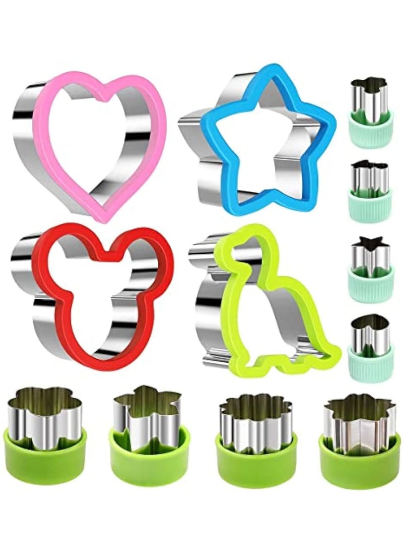 sokany 12PCS Stainless Steel Sandwich Cookie Cutters Set, Mini Vegetable Fruit Cutters, Food Grade Cookie Cutter Mold for Kids Food Decoration Tools for Kitchen (Multicolour)  - Image 1