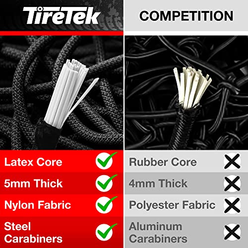 TireTek Cargo Net for Pickup Truck Bed (4' x 6' Stretches to 8' x 12') Heavy Duty Pickup Truck Bed Accessories - 2 Metal Carabiners, Bungee Mesh Accessory with Strap Hooks for SUV, Trailer Tarp - Image 4