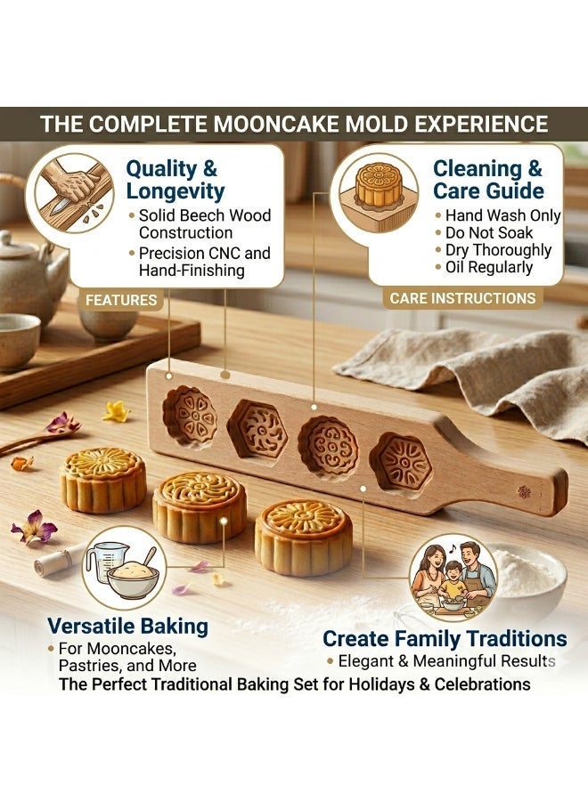 Hope Wooden Mooncake Mold, Pastry Cake Making Tool for Mung Bean Cake and Ice Skin Baking, Traditional Dessert Press for Homemade Pastries, Mooncake Shaping and Easy Home Kitchen Dessert Making Tool - Image 4