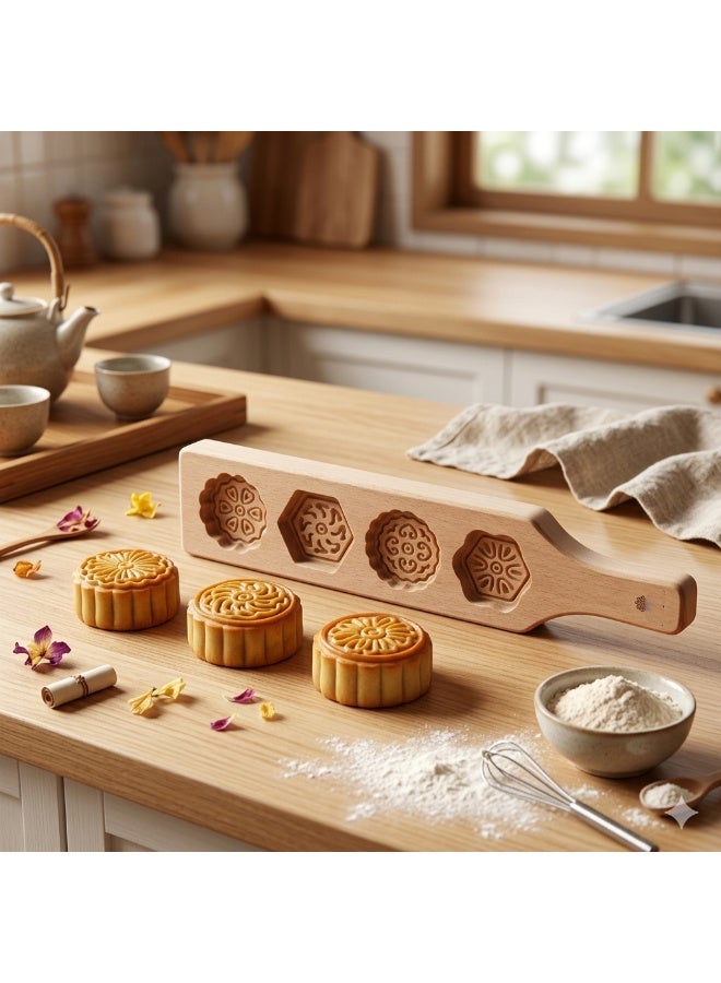 Hope Wooden Mooncake Mold, Pastry Cake Making Tool for Mung Bean Cake and Ice Skin Baking, Traditional Dessert Press for Homemade Pastries, Mooncake Shaping and Easy Home Kitchen Dessert Making Tool - Image 5