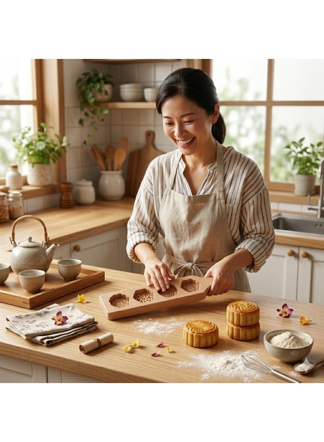 Hope Wooden Mooncake Mold, Pastry Cake Making Tool for Mung Bean Cake and Ice Skin Baking, Traditional Dessert Press for Homemade Pastries, Mooncake Shaping and Easy Home Kitchen Dessert Making Tool - Image 1