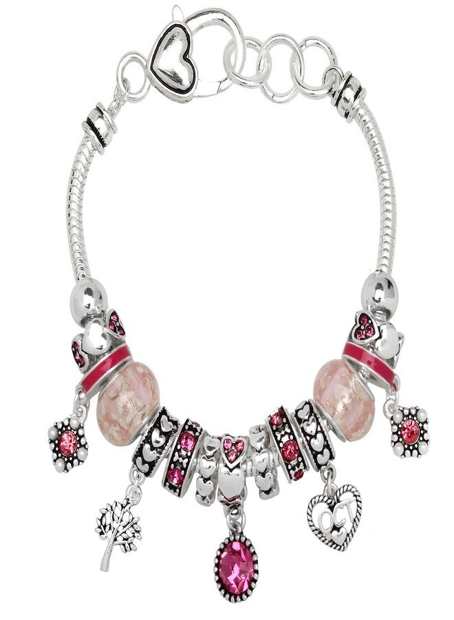 Falari Birthstone Bracelet Multi-Color Charm Beads Silvertone October OB07234-OCT - Image 1