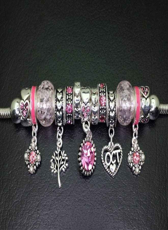 Falari Birthstone Bracelet Multi-Color Charm Beads Silvertone October OB07234-OCT - Image 3