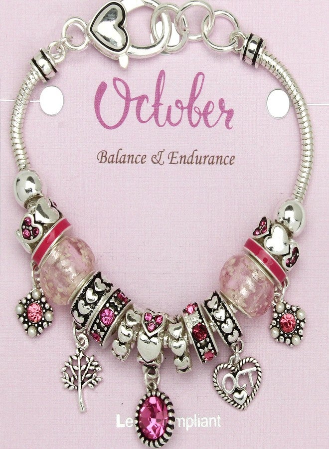 Falari Birthstone Bracelet Multi-Color Charm Beads Silvertone October OB07234-OCT - Image 2