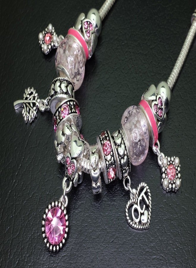Falari Birthstone Bracelet Multi-Color Charm Beads Silvertone October OB07234-OCT - Image 4