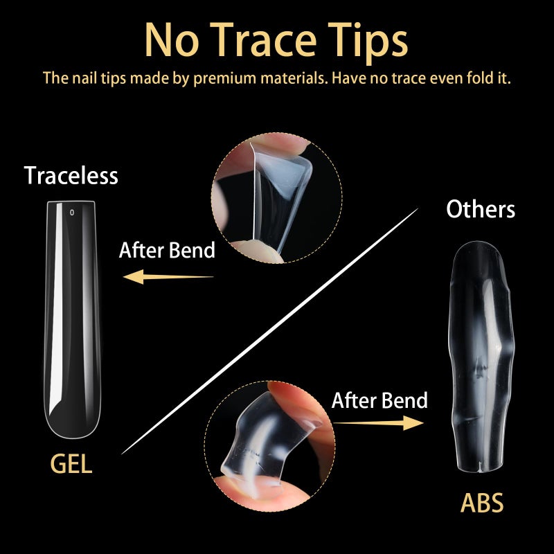 Cycullinyt Long Coffin Nail Tips, 240Pcs Full Cover Soft Gel Nail Tips Pre-shaped 3XL Coffin Shape Clear Acrylic False Nail Fake Nail Extension Press On for Salon Home DIY 12 Sizes - Image 4