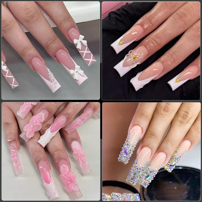 Cycullinyt Long Coffin Nail Tips, 240Pcs Full Cover Soft Gel Nail Tips Pre-shaped 3XL Coffin Shape Clear Acrylic False Nail Fake Nail Extension Press On for Salon Home DIY 12 Sizes - Image 2