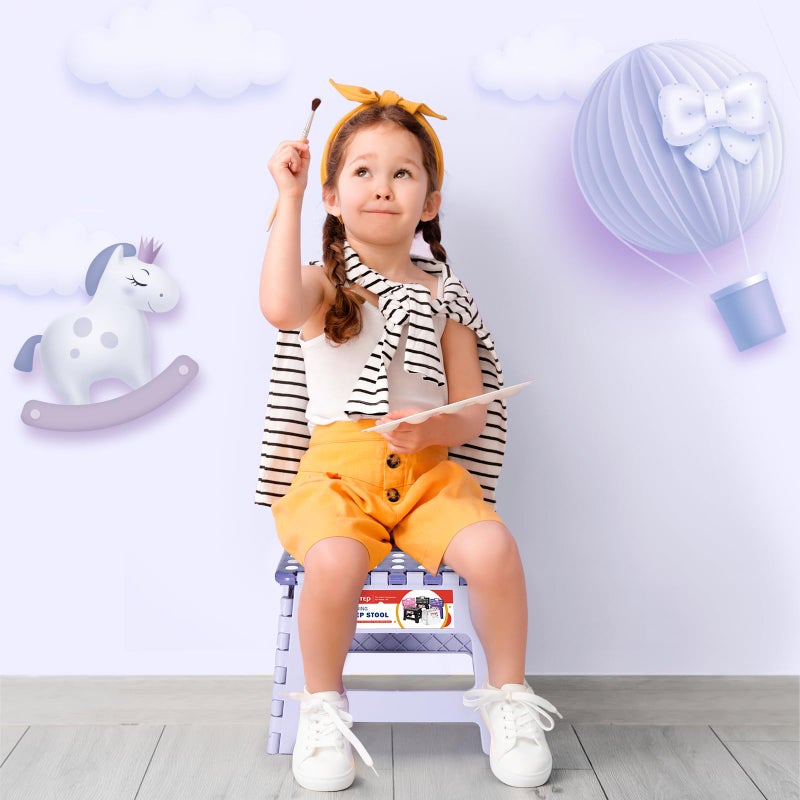 ACSTEP 9 Inch Folding Step Stool 300 LB Capacity Plastic Foldable Step Stools for Kids and Adults, Folding Stool Suitable for Kitchen, Stepping Stool with Handle Bicolor Purple Small Step Stool 1PC - Image 5