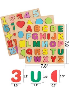 Fat Brain Toys Fat Brain Toys Colorful Wooden Puzzle Set Featuring 3D Capital Alphabets, Numbers, and Shapes| ABCD Puzzle Set | Learning Educational Board for Kids (Alphabets, Numbers & Shapes)  - Image 4