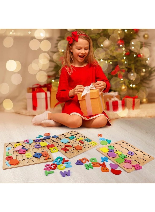 Fat Brain Toys - Fat Brain Toys Colorful Wooden Puzzle Set Featuring 3D Capital Alphabets, Numbers, and Shapes| ABCD Puzzle Set | Learning Educational Board for Kids (Alphabets, Numbers & Shapes) - Image 1