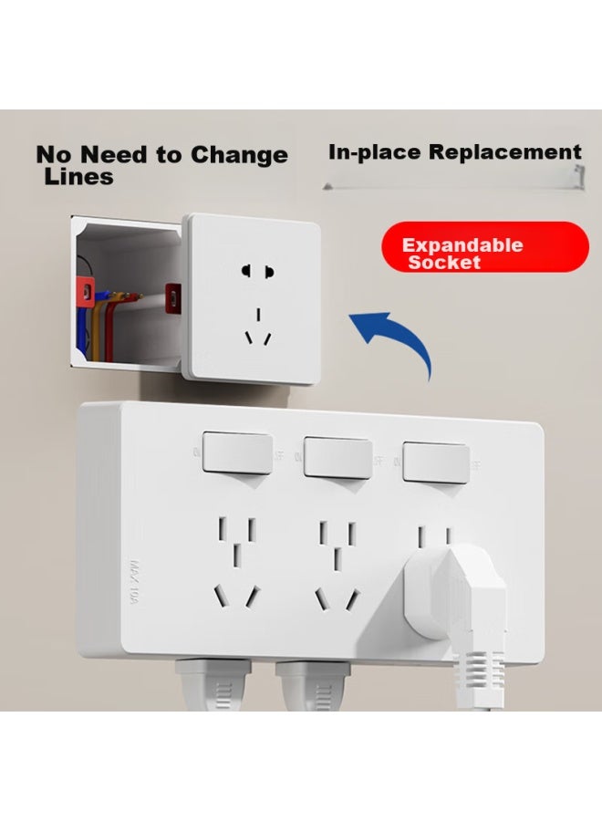 Oaks Aux 86-type Expandable Socket, 21-hole Kitchen Extension, Multifunctional Converter, Track Socket, Smart Power Strip With Switch, Gray - Image 1