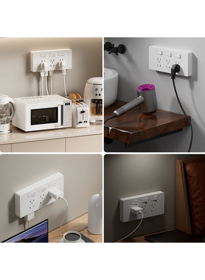 Oaks Aux 86-type Expandable Socket, 21-hole Kitchen Extension, Multifunctional Converter, Track Socket, Smart Power Strip With Switch, Gray - Image 3