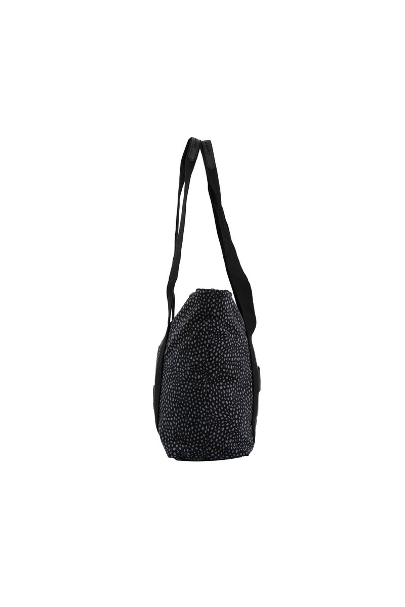 CAPRICE COLLECTION Versatile Large Shoulder Bag – Water-Resistant Nylon Handbag with Front Pocket, Luggage Strap, Multi Compartments, & Shoulder Strap – Lightweight Daily & Travel Bag, Polka Dot Grey  - Image 3