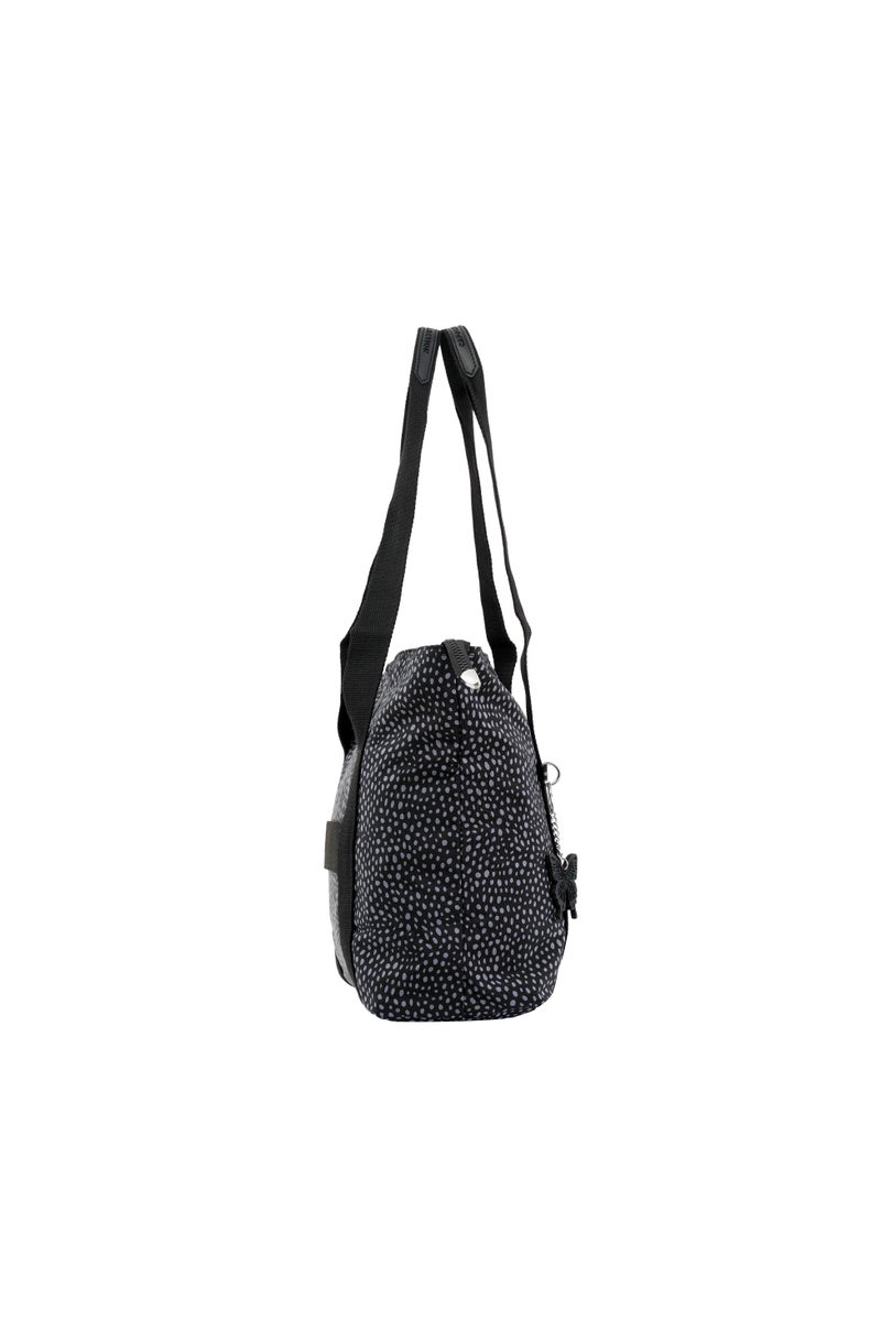 CAPRICE COLLECTION Versatile Large Shoulder Bag – Water-Resistant Nylon Handbag with Front Pocket, Luggage Strap, Multi Compartments, & Shoulder Strap – Lightweight Daily & Travel Bag, Polka Dot Grey  - Image 4