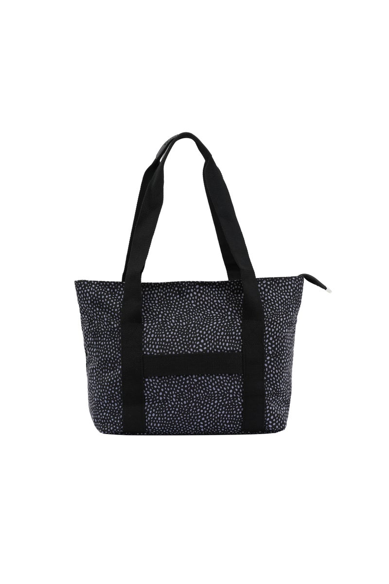 CAPRICE COLLECTION Versatile Large Shoulder Bag – Water-Resistant Nylon Handbag with Front Pocket, Luggage Strap, Multi Compartments, & Shoulder Strap – Lightweight Daily & Travel Bag, Polka Dot Grey  - Image 5