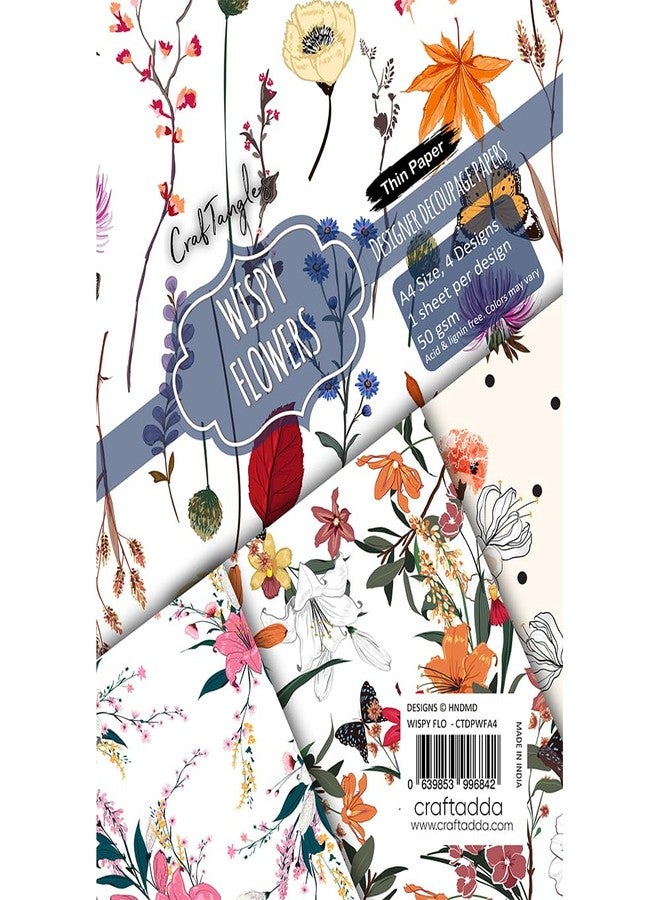 CrafTangles Decoupage Paper Pack - Wispy Flowers (A4) - 4 sheets - Image 3
