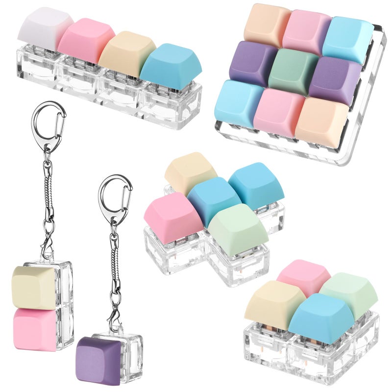 Oppaxf 6Pcs Keyboard Fidget Toy Keyboard Fidget Keychain Decompression Toys Fidget Clicker KeyboardFidget Keychain Stress Relief Gifts for Adult to Relief Stress Pass The Time - Image 2