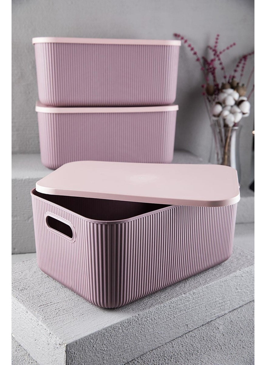 Bayev 2 Pieces Storage 13 Lt Purple Multi-Purpose Organizer Box with Lid Decorative Box  - Image 1