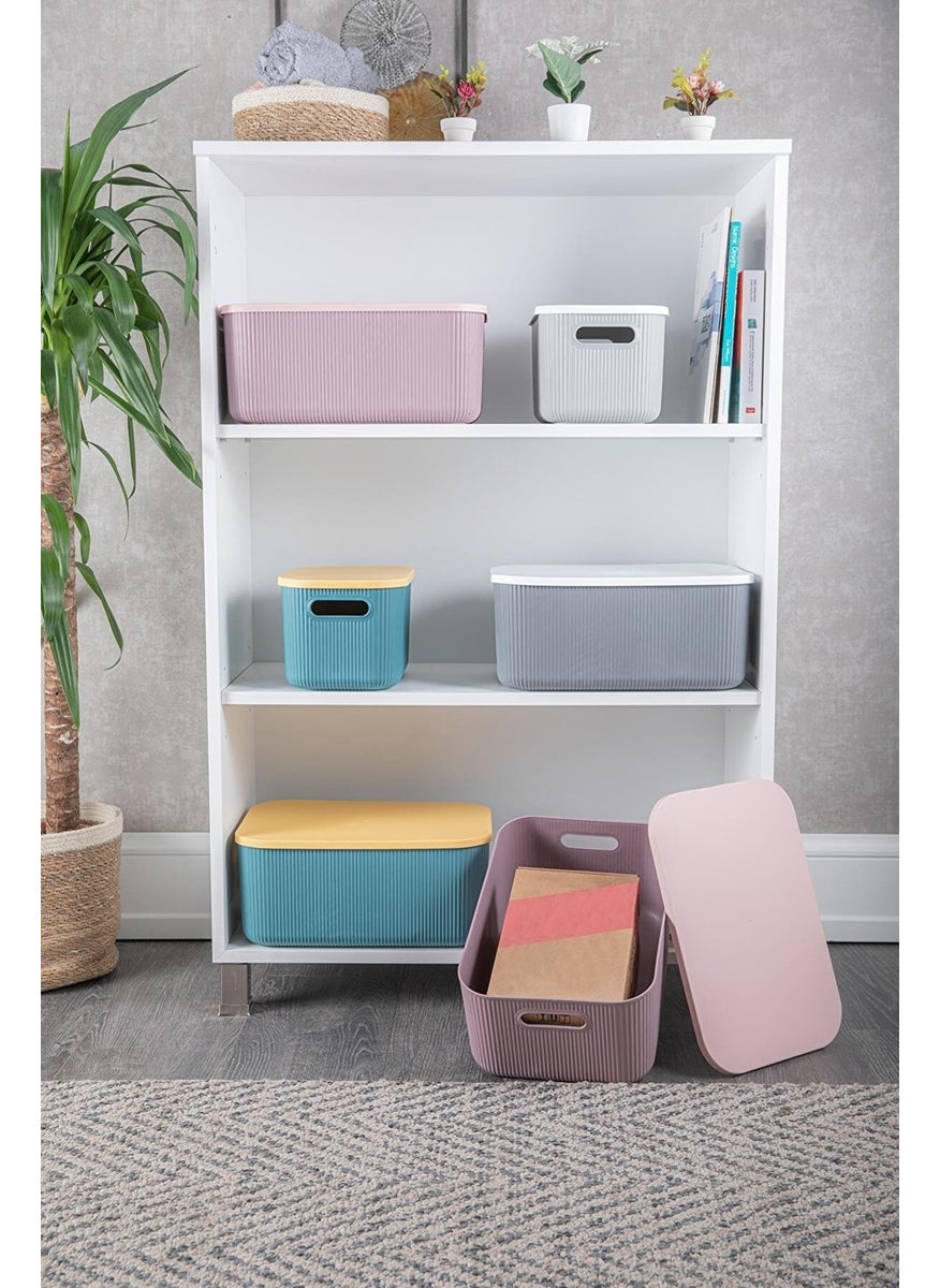 Bayev 2 Pieces Storage 13 Lt Purple Multi-Purpose Organizer Box with Lid Decorative Box  - Image 2